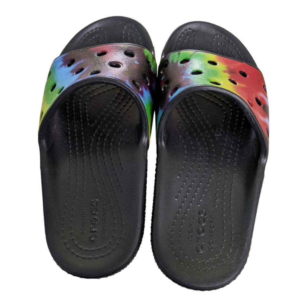 CROCS Tie-Dye Graphic Slides Child Size 12 - Picture 2 of 9